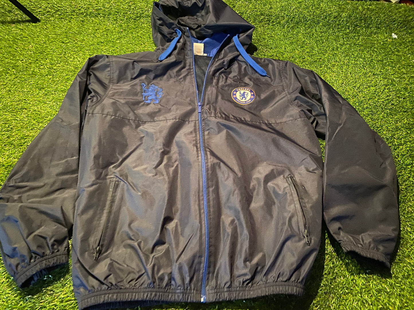 Chelsea England Soccer Football Large Mans Winter Weatherproof Zip Up Hooded Jacket