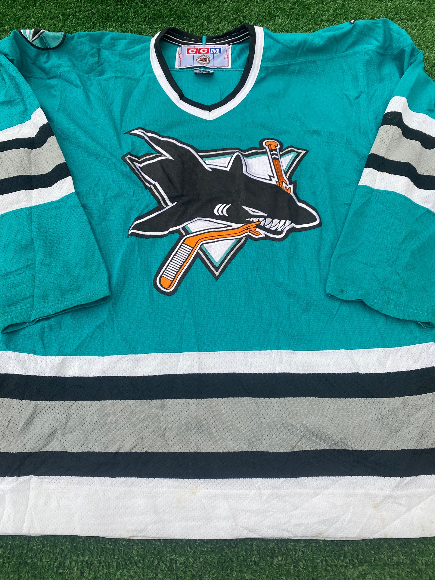 San Jose Sharks NHL Ice Hockey USA United States Large Mans CCM Made Jersey