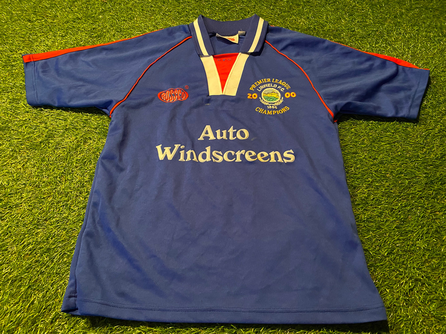 Linfield Northern Ireland Soccer Football Large Boys 10-12 Year Old Rare 2000 Home Jersey