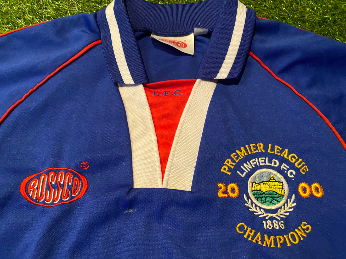 Linfield Northern Ireland Soccer Football Large Boys 10-12 Year Old Rare 2000 Home Jersey