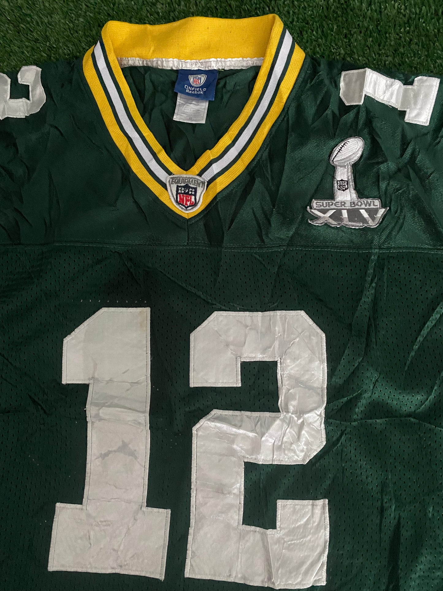 Green Bay Packers NFL American Football Rodgers no12 Superbowl XLV XL Extra Large Mans Jersey