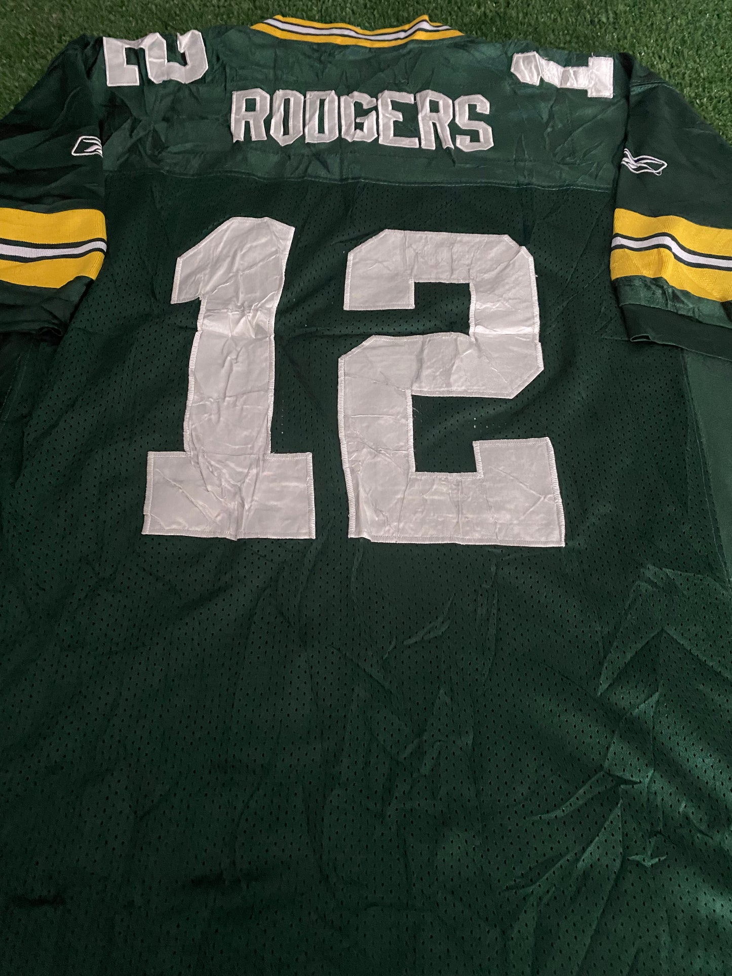 Green Bay Packers NFL American Football Rodgers no12 Superbowl XLV XL Extra Large Mans Jersey