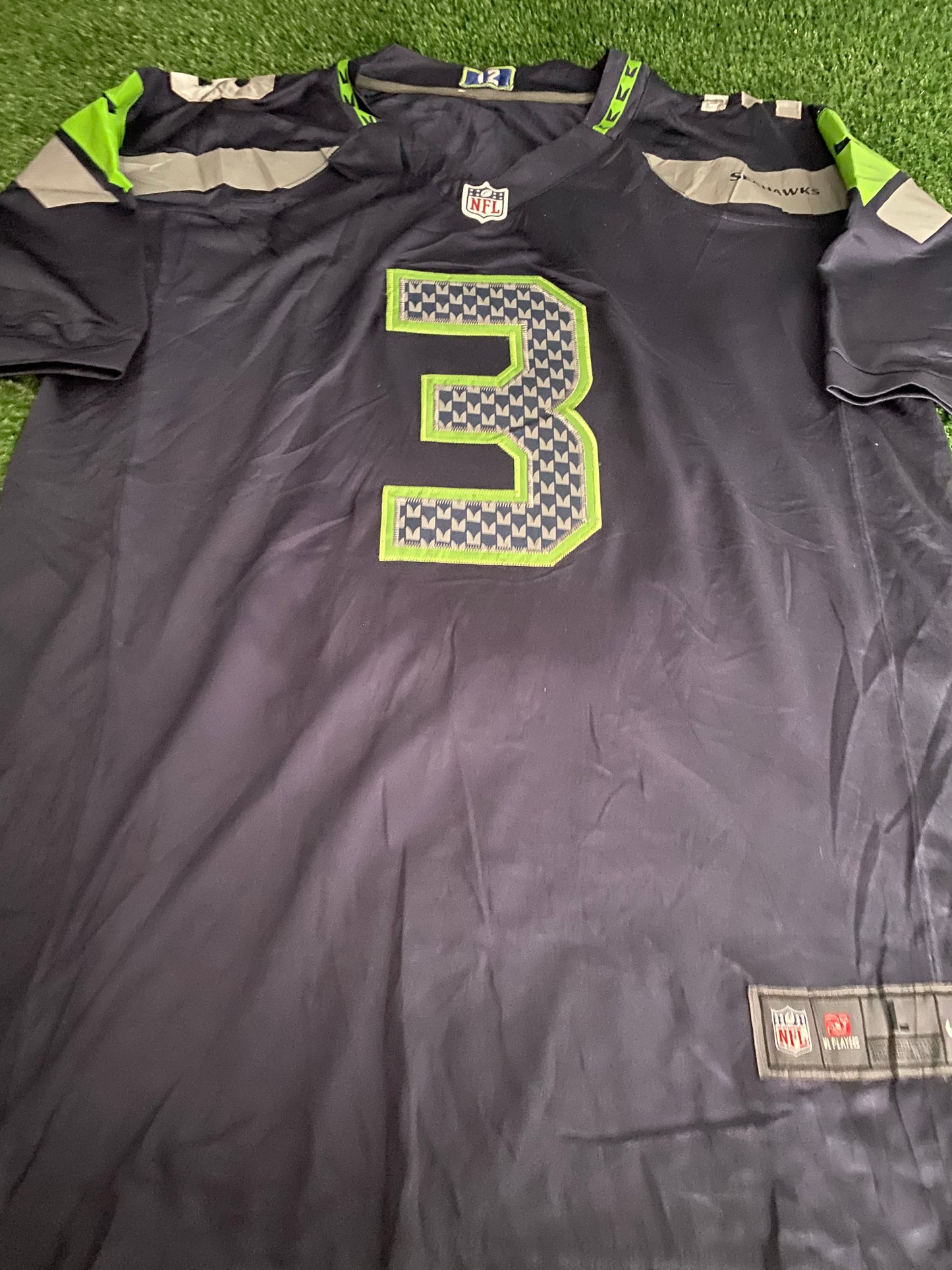 Seattle Seahawks NFL American Football USA Large Mans Nike Made Wilson No3 OnField Jersey