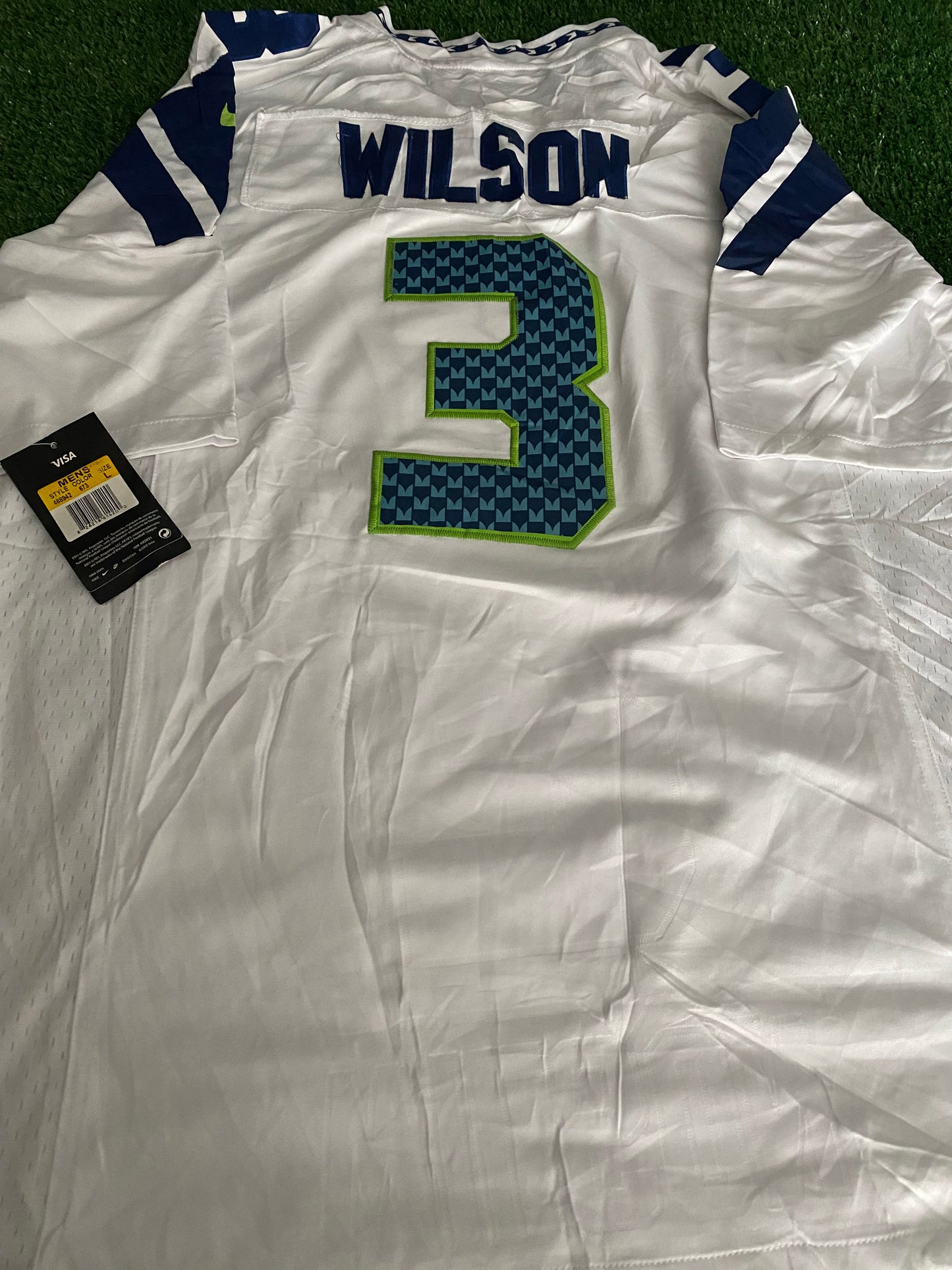 Seattle Seahawks NFL American Football Large Mans Superbowl Wilson no3 BNWT NEW Nike Jersey