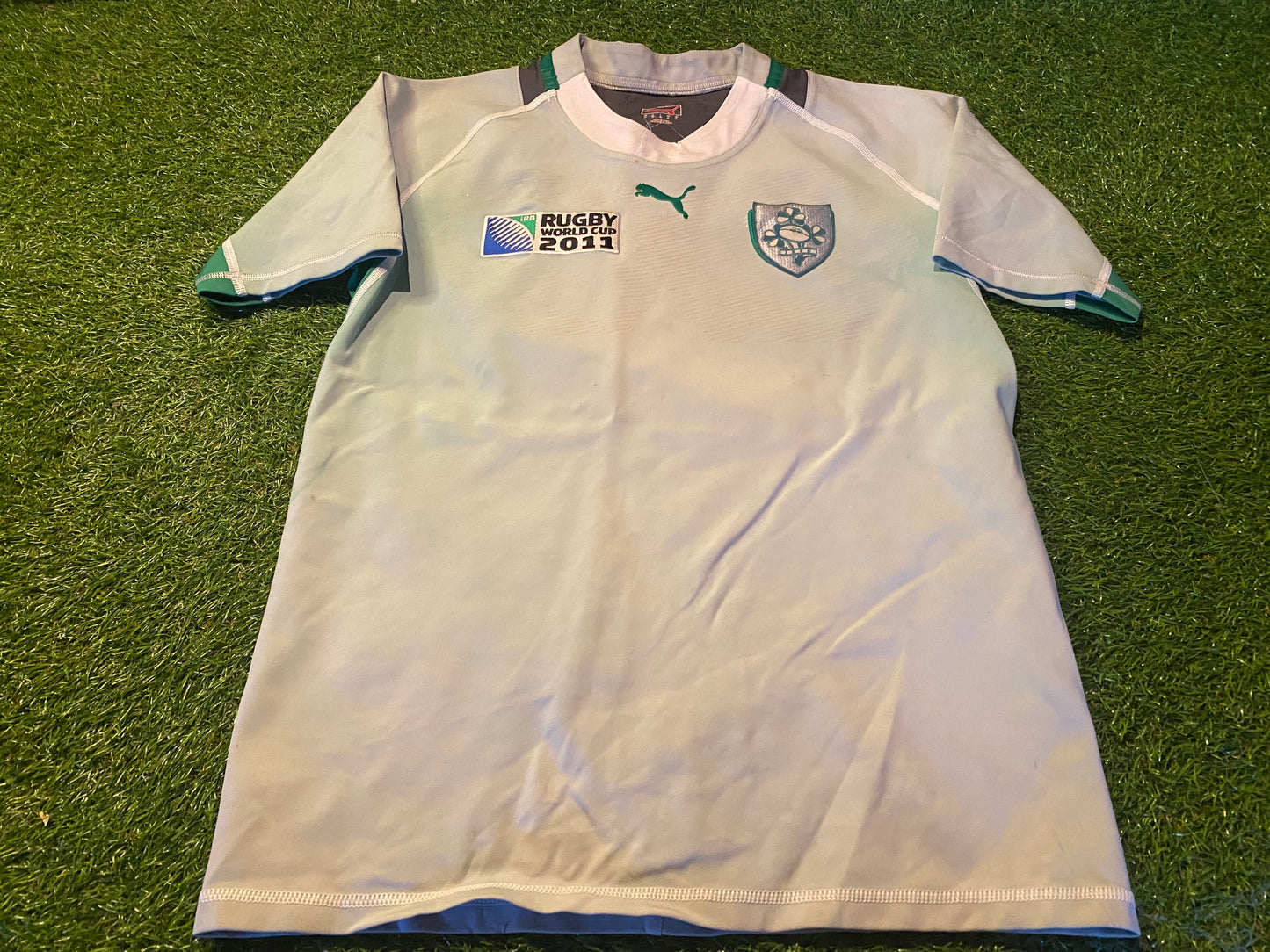 Ireland IRFU Eire Irish Rugby Union XL Extra Large Mans Puma Rubber Tight Fit Players Jersey