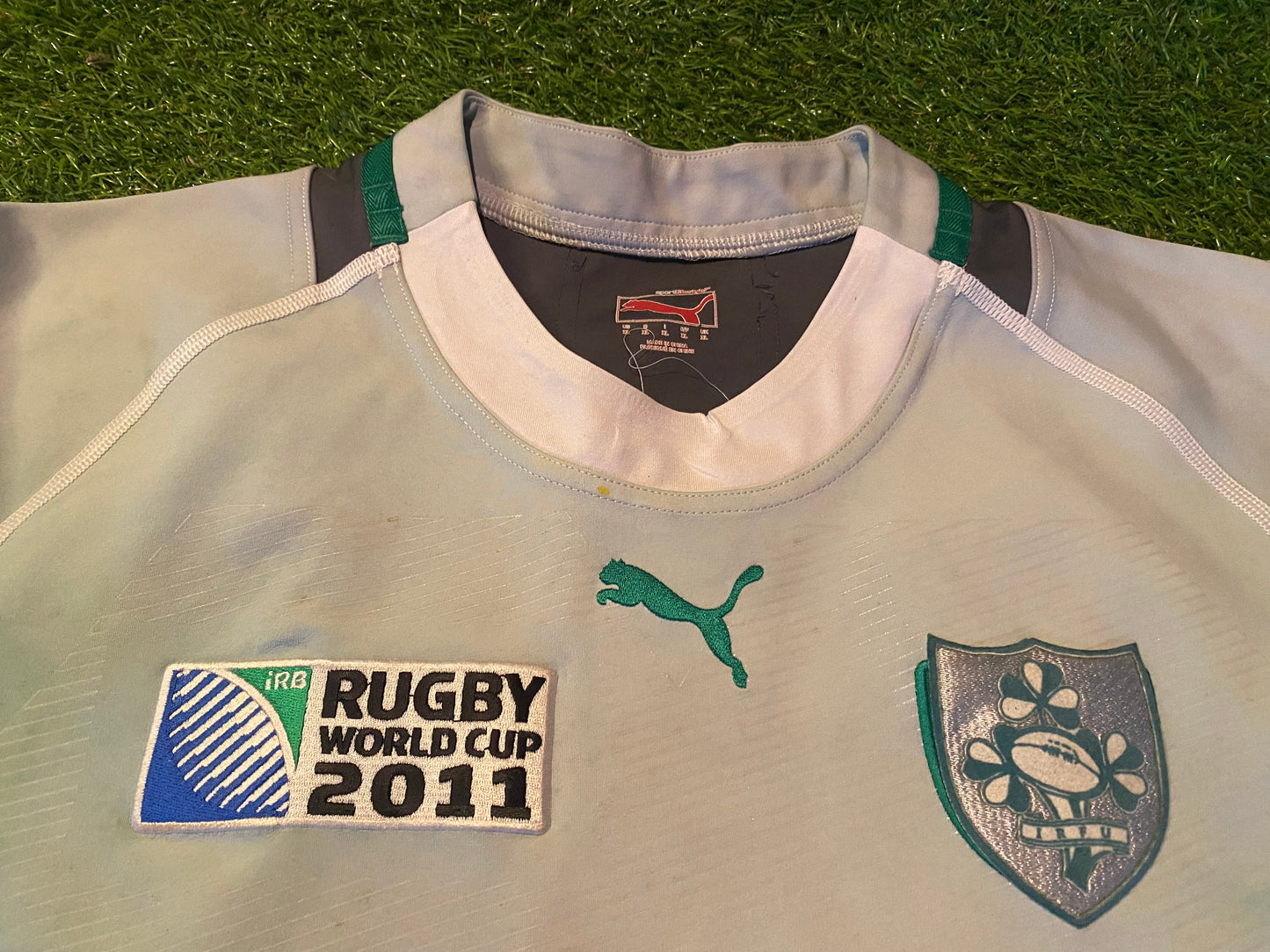 Ireland IRFU Eire Irish Rugby Union XL Extra Large Mans Puma Rubber Tight Fit Players Jersey