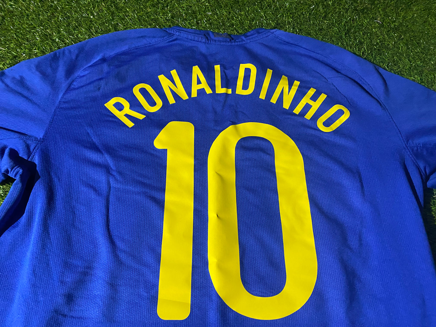 Brazil Brasil Football Soccer Large Mans 2006 Ronaldinho no10 Nike Made Away Jersey