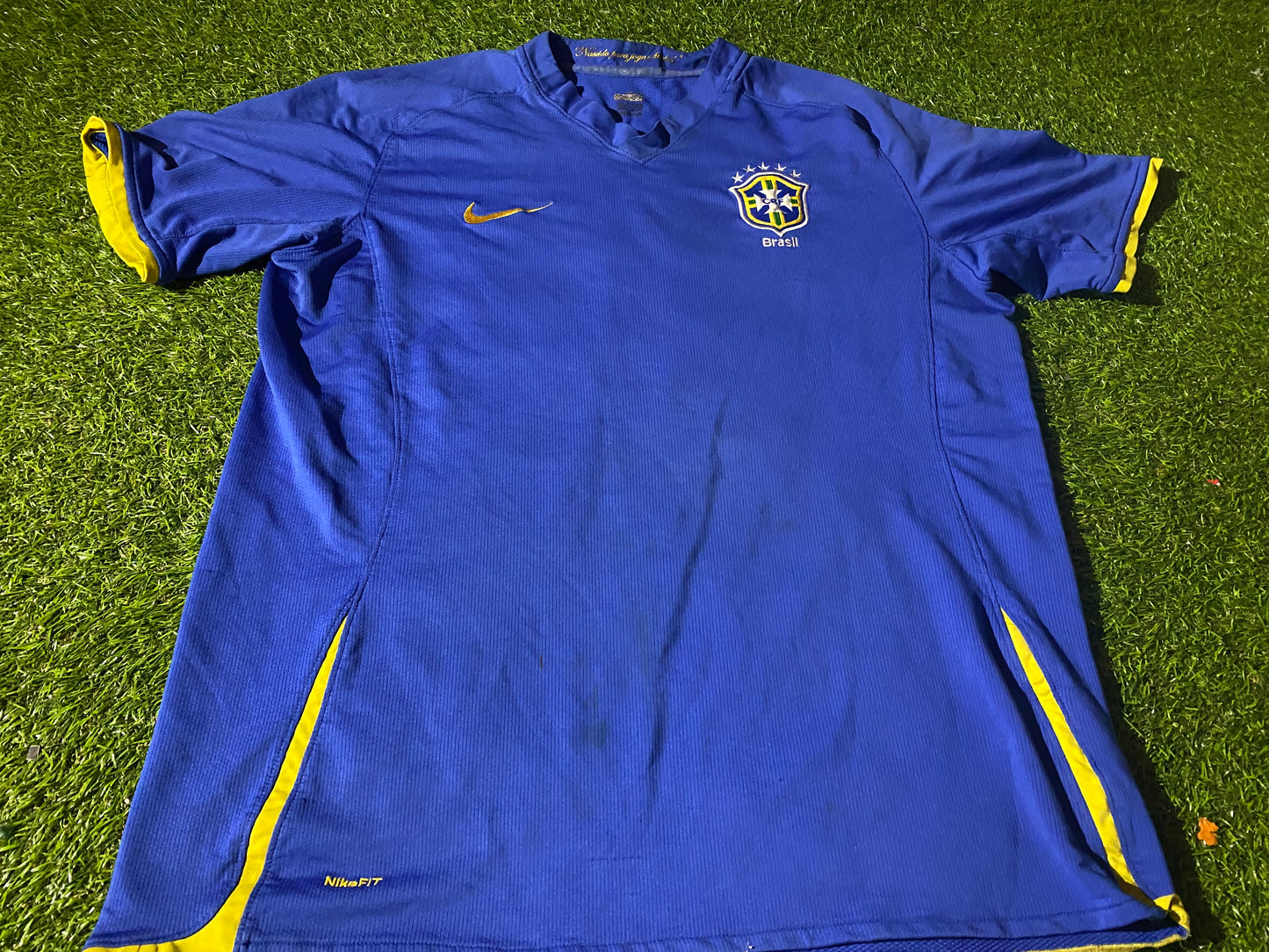 Brazil Brasil Football Soccer Large Mans 2006 Ronaldinho no10 Nike Made Away Jersey