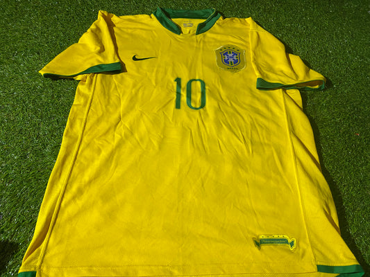 Brazil Brasil Football Soccer Large Mans 2006 Ronaldinho no10 Nike Made Home Jersey