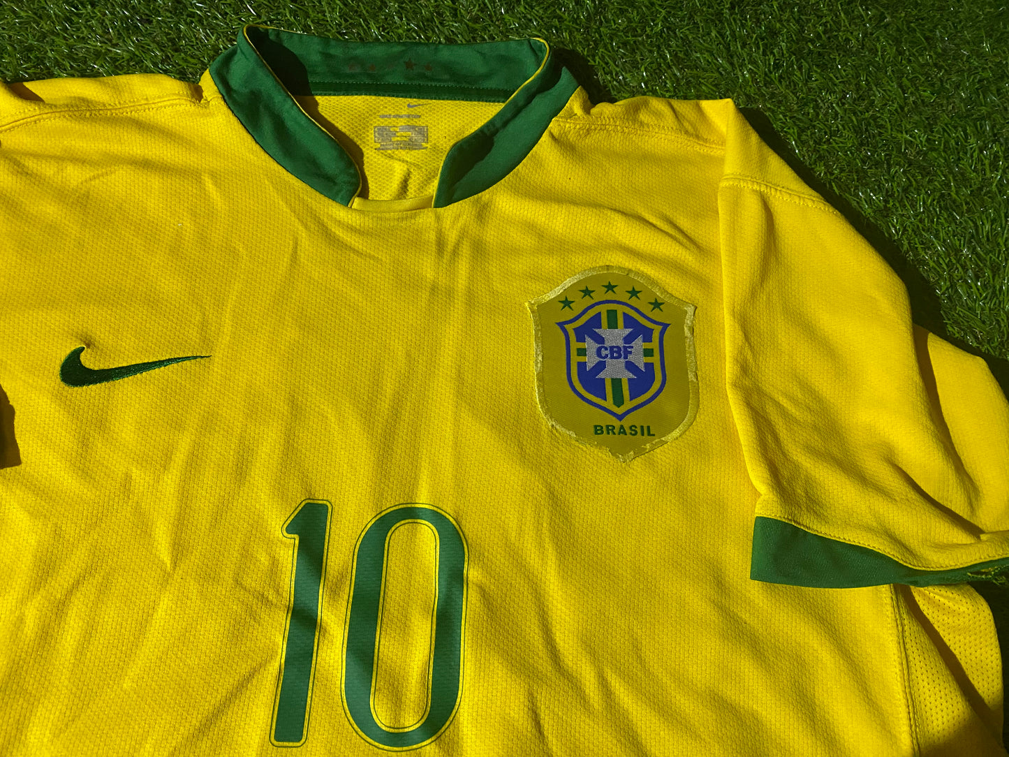 Brazil Brasil Football Soccer Large Mans 2006 Ronaldinho no10 Nike Made Home Jersey