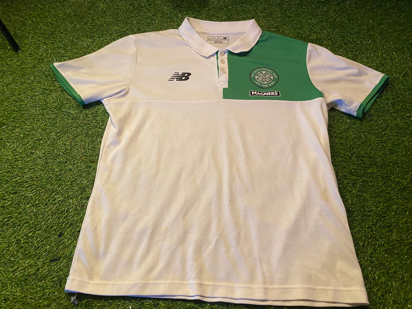 Celtic FC Scotland Scottish Soccer Football Large Mans New Balance Made Polo Jersey