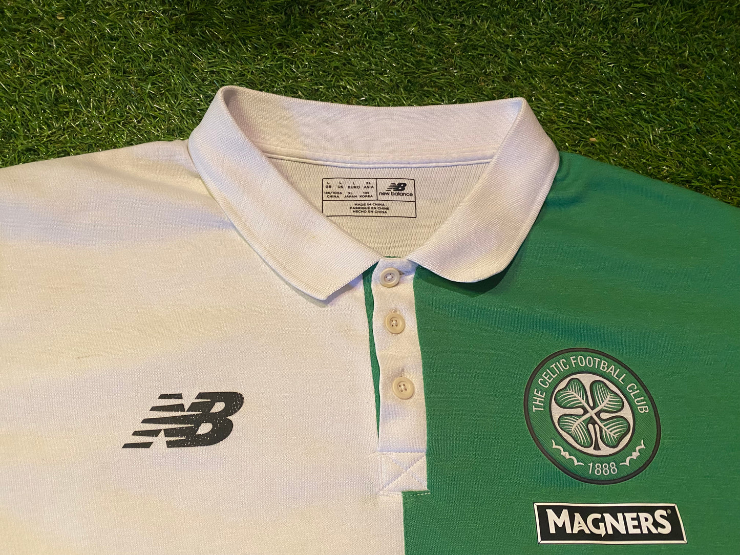Celtic FC Scotland Scottish Soccer Football Large Mans New Balance Made Polo Jersey