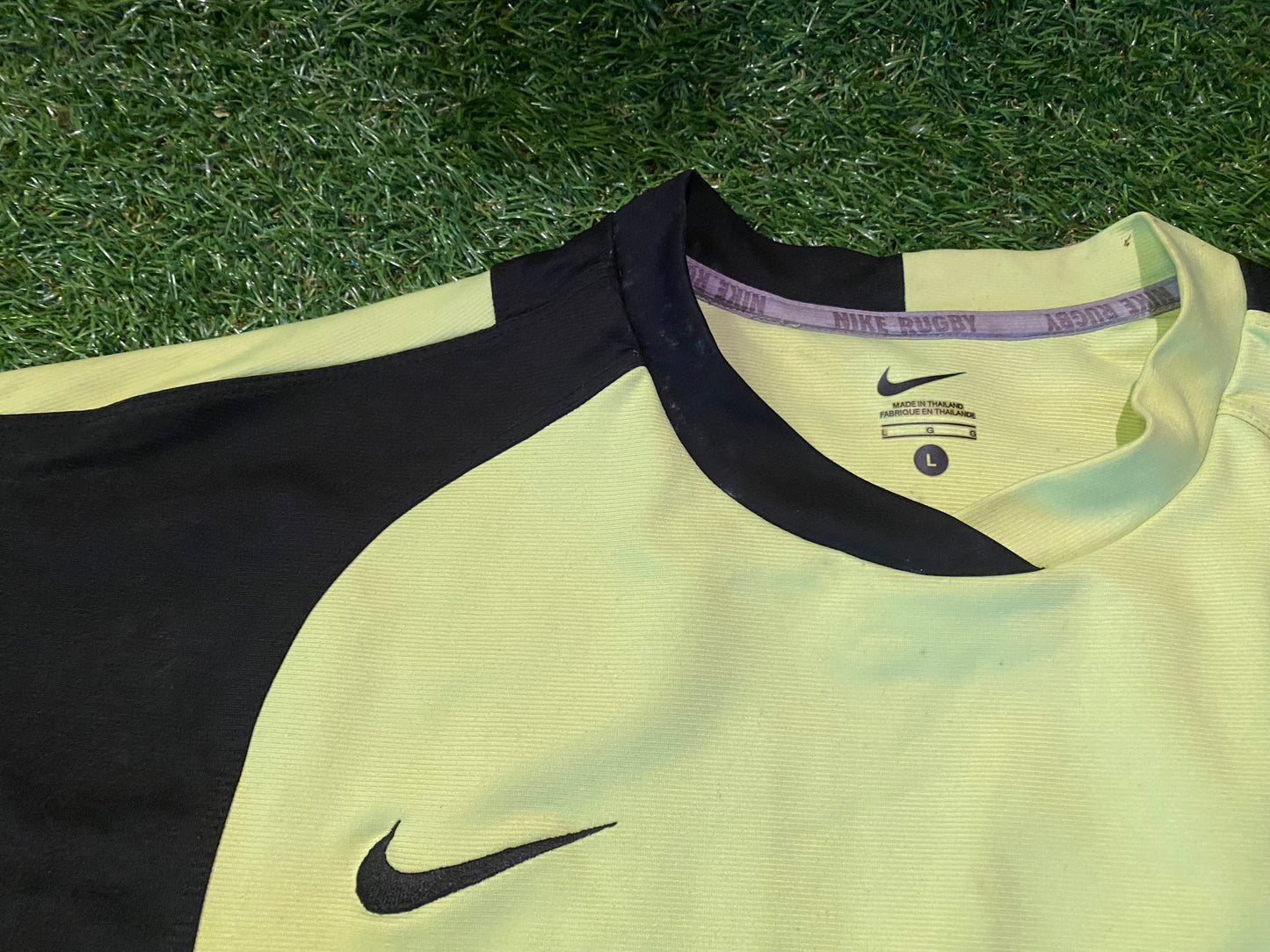 Nike Rugby Large Mans Stretch Tight Fit Yellow / Black Jersey Rugby Union League Sports