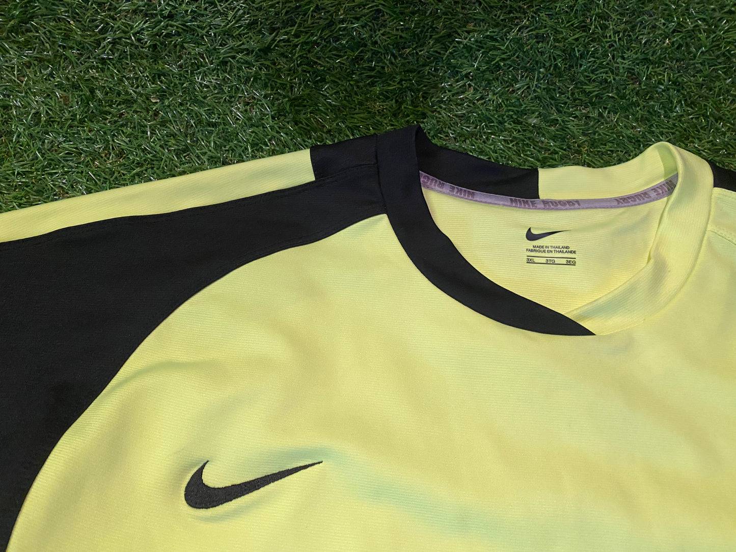 Nike Rugby XXXL 3XL Mans Stretch Tight Fit Yellow/ Black Jersey Rugby Union League Sports