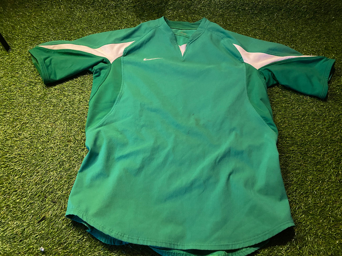 Nike Rugby XXL 2XL Mans Stretch Tight Fit Green / White Jersey Rugby Union League Sports