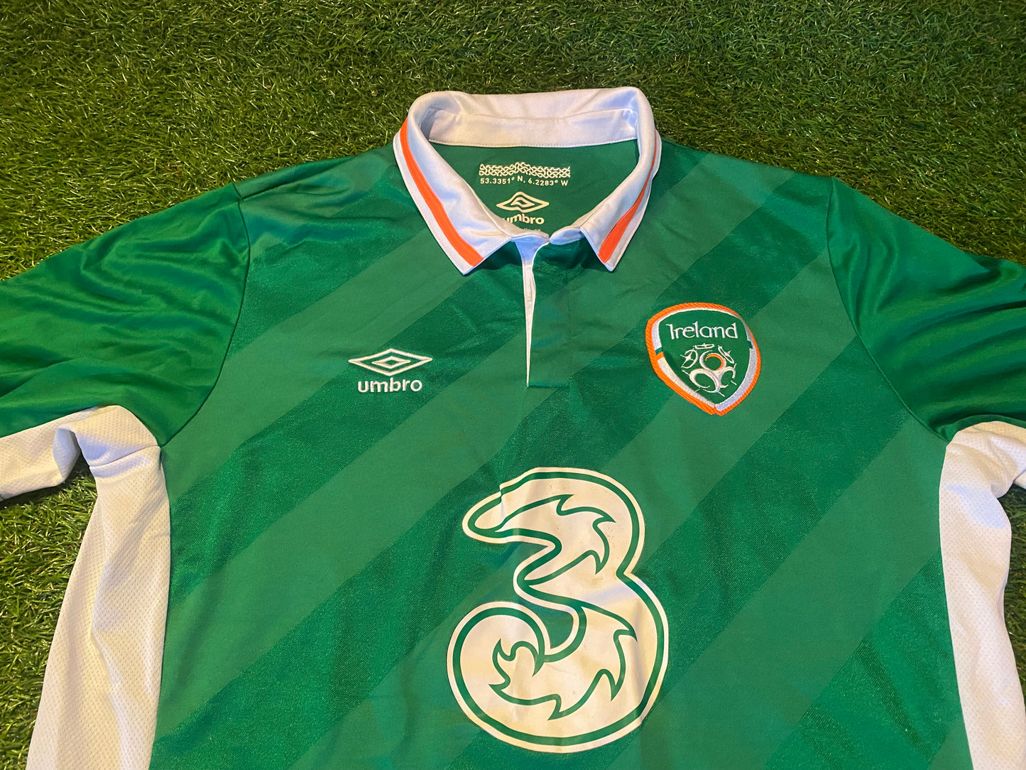 Republic of Ireland Eire Irish Football Soccer Large Mans Umbro Made 2016 Home Jersey