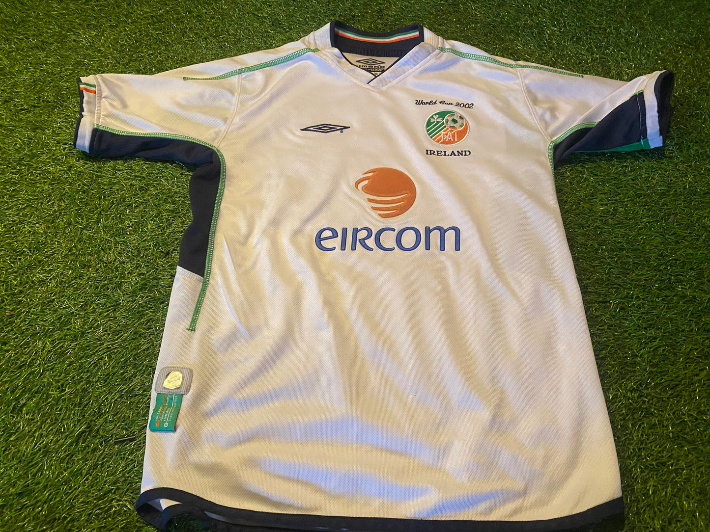 Republic of Ireland Eire Football Large Boys Old Rare Vintage Umbro World Cup 2002 Jersey