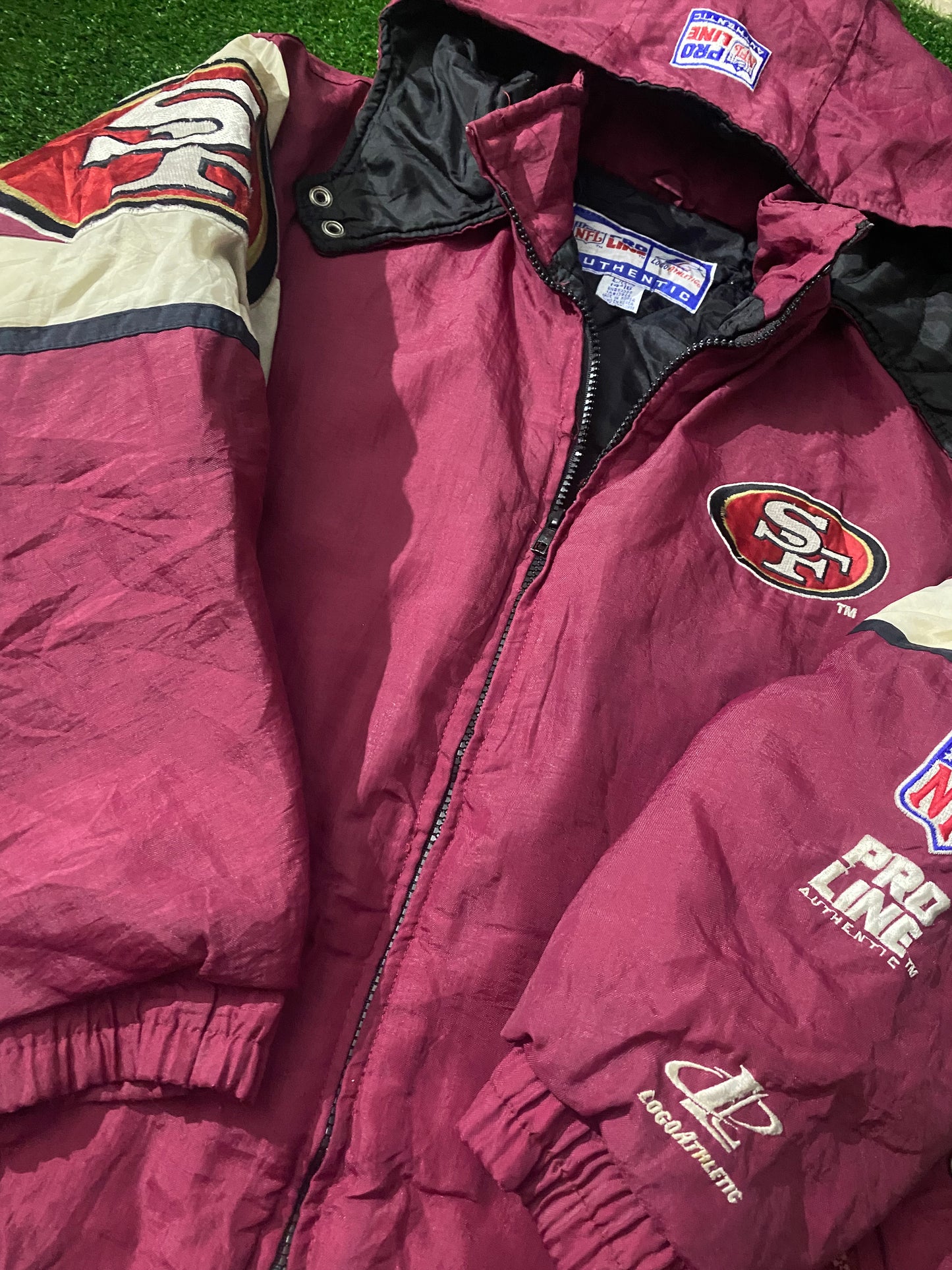 San Francisco 49ers USA NFL American Football Rare Vintage 1990's Logo Athletic Hooded Jacket