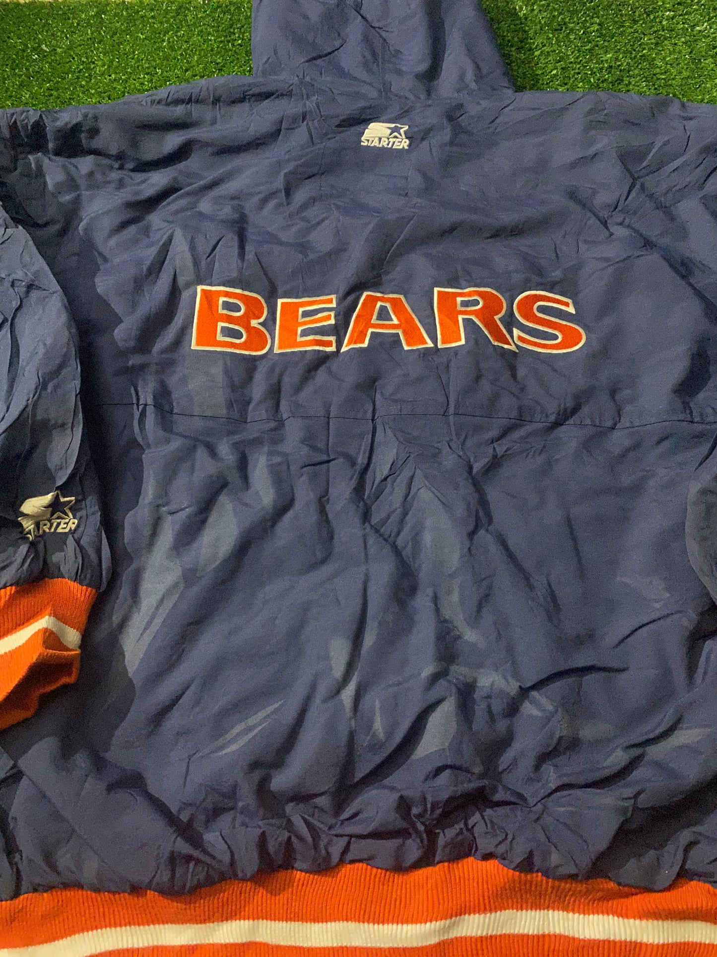 Chicago Bears NFL USA American Football Large Mans Vintage Starter Zip Up Hooded Jacket