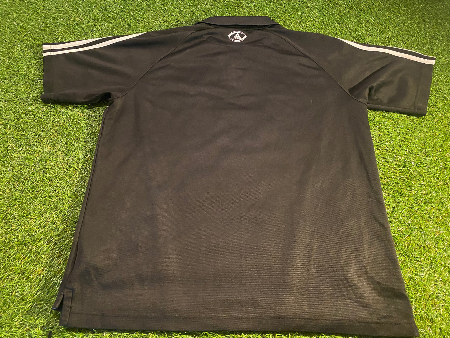 New Zealand All Blacks Rugby Union Football Medium Mans Vintage Adidas Polo Jersey
