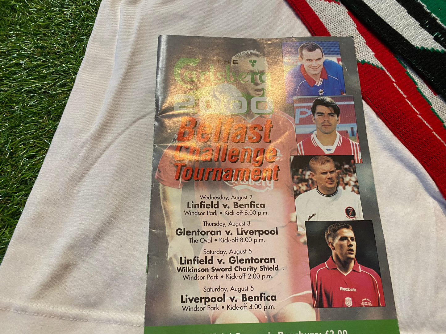 Liverpool FC Football XL Extra Large Mans Polo Top, Scarf & Programme From Year 2000