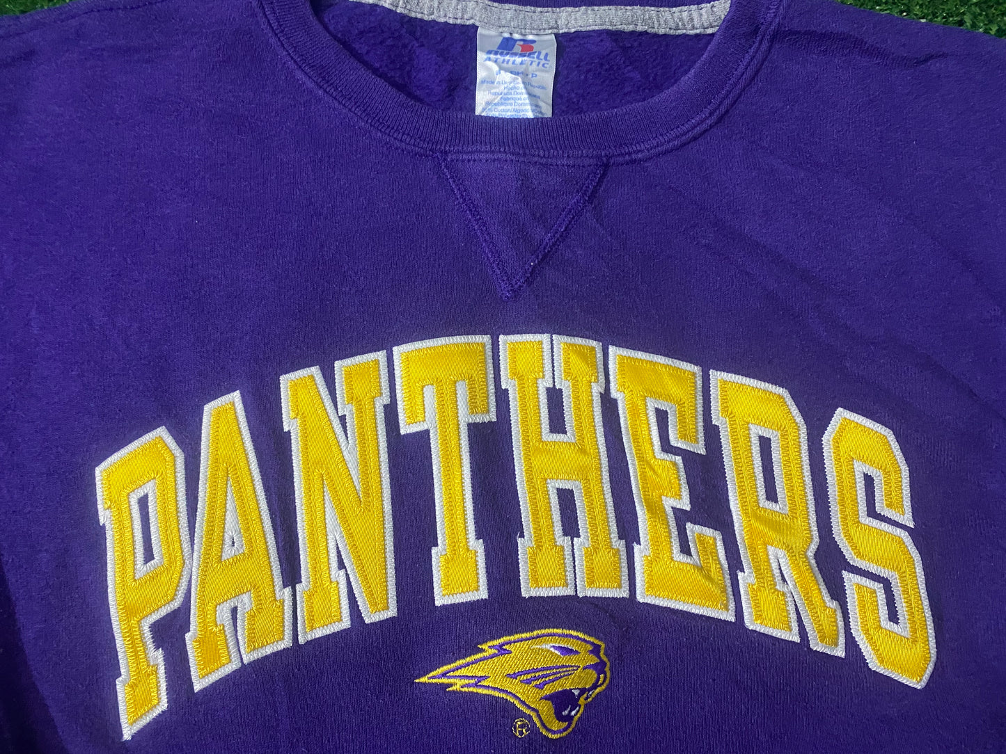 Panthers University North Iowa USA Small Mans Vintage Russell Athletic Sweater Sweatshirt