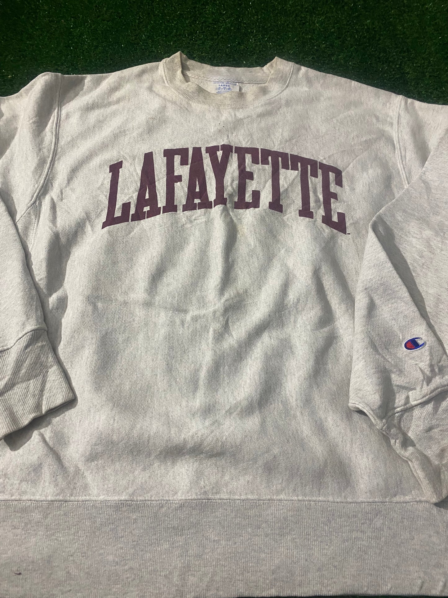 Lafayette College Louisiana USA Rare Vintage Large Mans Champion Made Sweater Sweatshirt