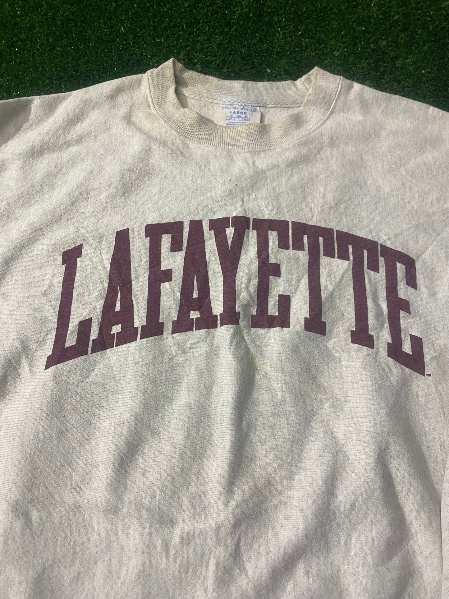 Lafayette College Louisiana USA Rare Vintage Large Mans Champion Made Sweater Sweatshirt