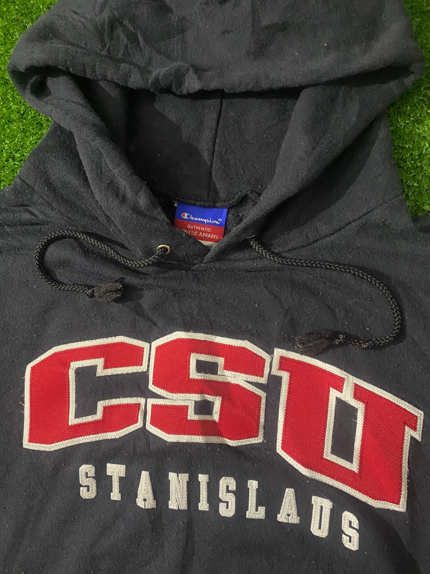 CSU Stanislaus USA United States Medium Mans Vintage Champion Made Hoody Hooded Top