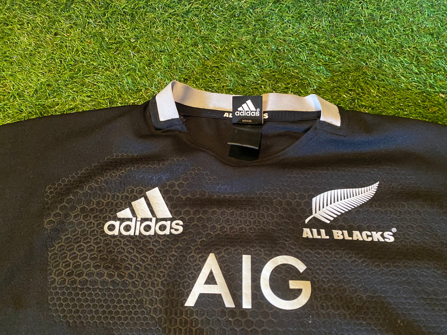 New Zealand All Blacks Rugby Union Football Small Mans Adidas Stretch Home Jersey