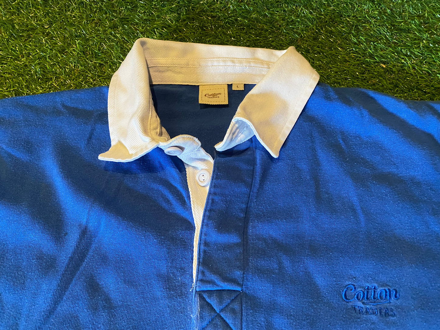 Large Mans Vintage Heavy Cotton Traders Made Rugby Union Style Jersey