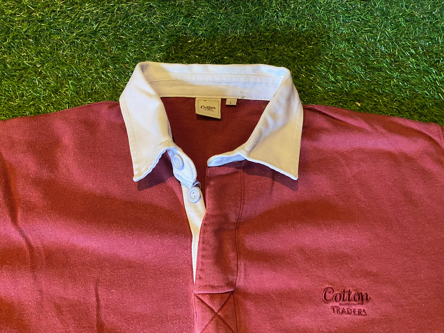 Large Mans Vintage Heavy Cotton Traders Made Rugby Union Style Jersey