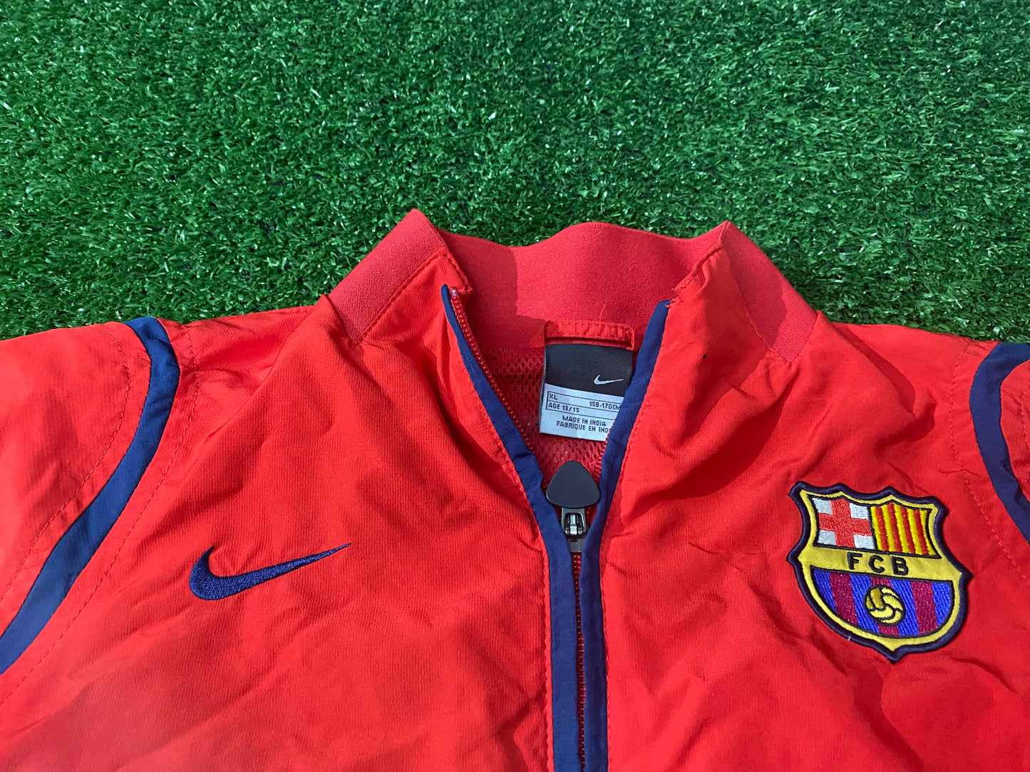 FCB Barcelona Spain Football XL Boys 13-15 Year Old Nike Made Breathable Lined Jacket