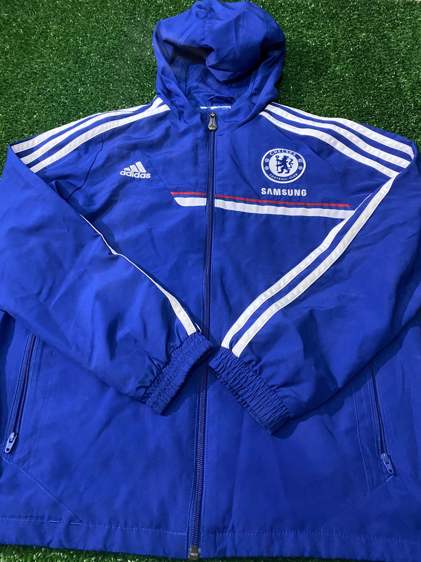 Chelsea FC England Football Large Boys 10-12 Year Old Adidas Made Breathable Lined Hooded Jacket