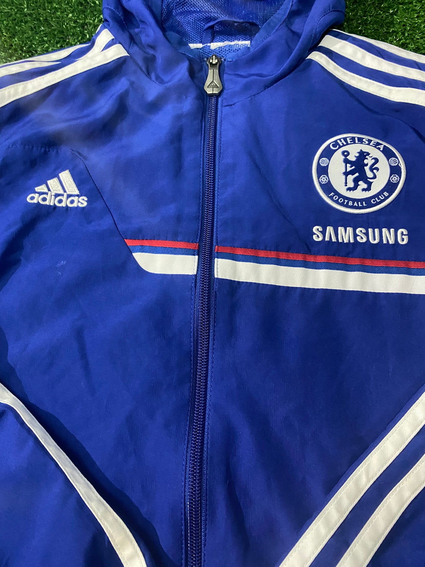 Chelsea FC England Football Large Boys 10-12 Year Old Adidas Made Breathable Lined Hooded Jacket