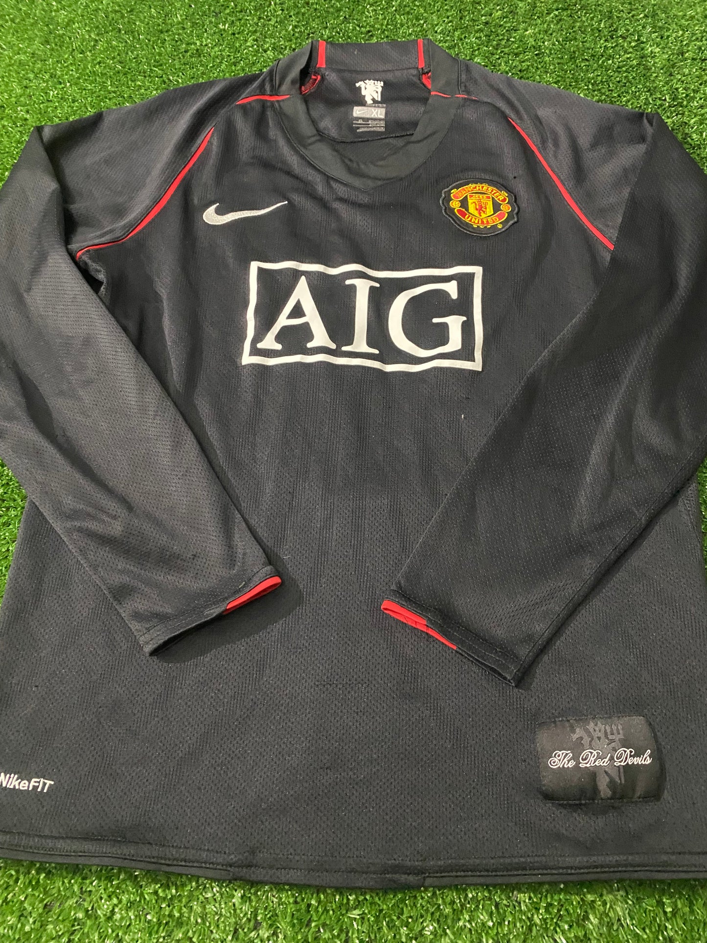 Manchester United Soccer Football XL Boys / Youths Nani no17 Rare L/S Nike 2007 Jersey