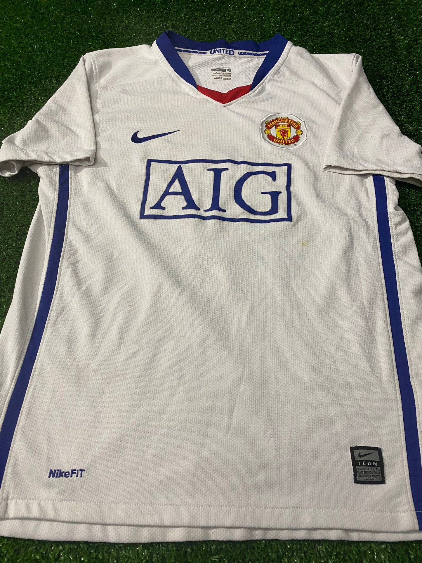 Manchester United Football Large Boys 10-12 Year Old Nike Made Ronaldo no7 Away Jersey