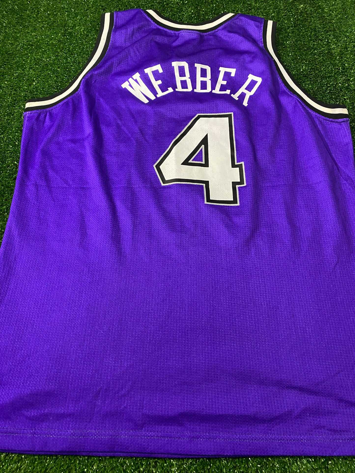 Sacramenton Kings USA NBA Basketball XL Extra Large Mans Vintage Webber no4 Champion Jersey