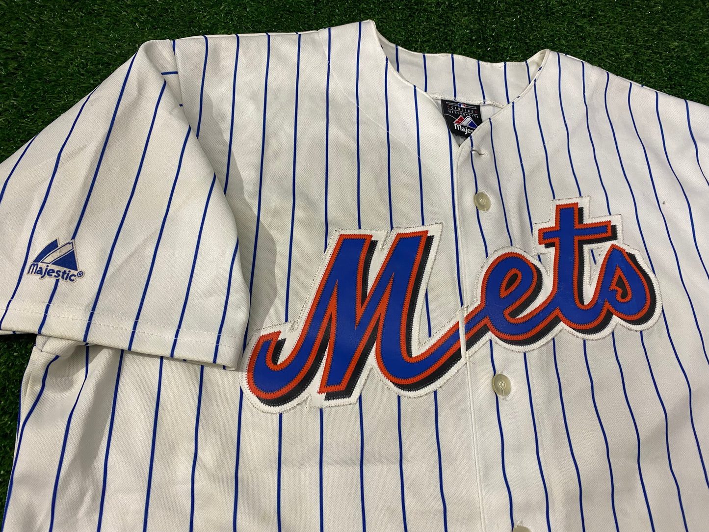 New York Mets MLB Baseball Large Mans Majestic Made Vintage Shirt / Jersey