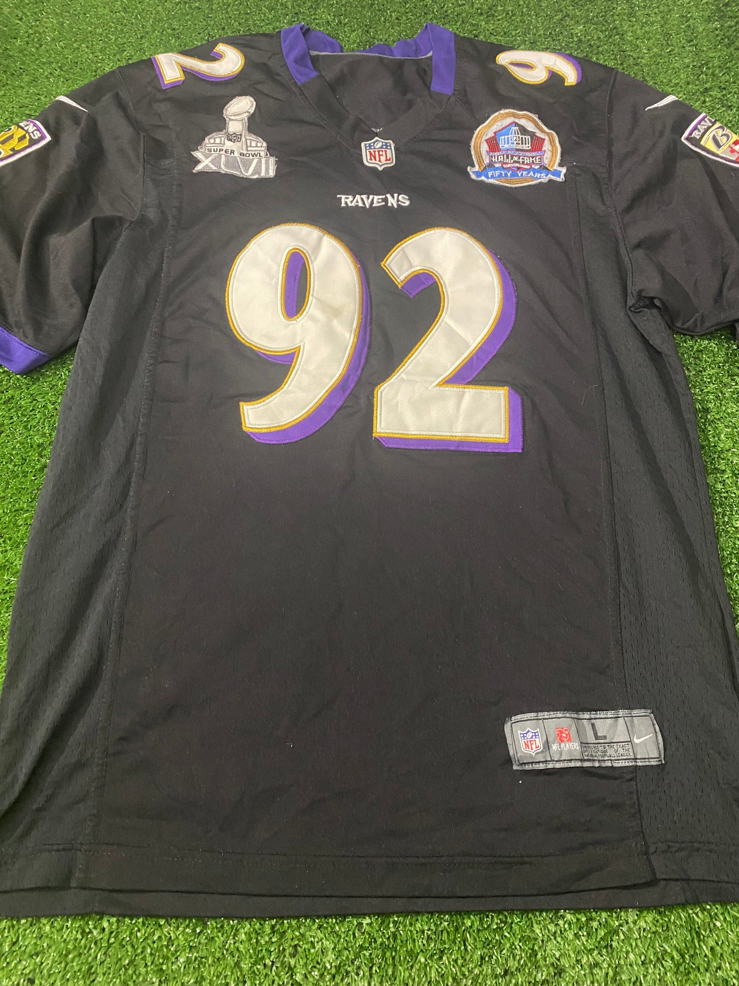 Baltimore Ravens USA NFL American Football Large Mans Superbowl XLVII Rare Hall Of Fame Jersey