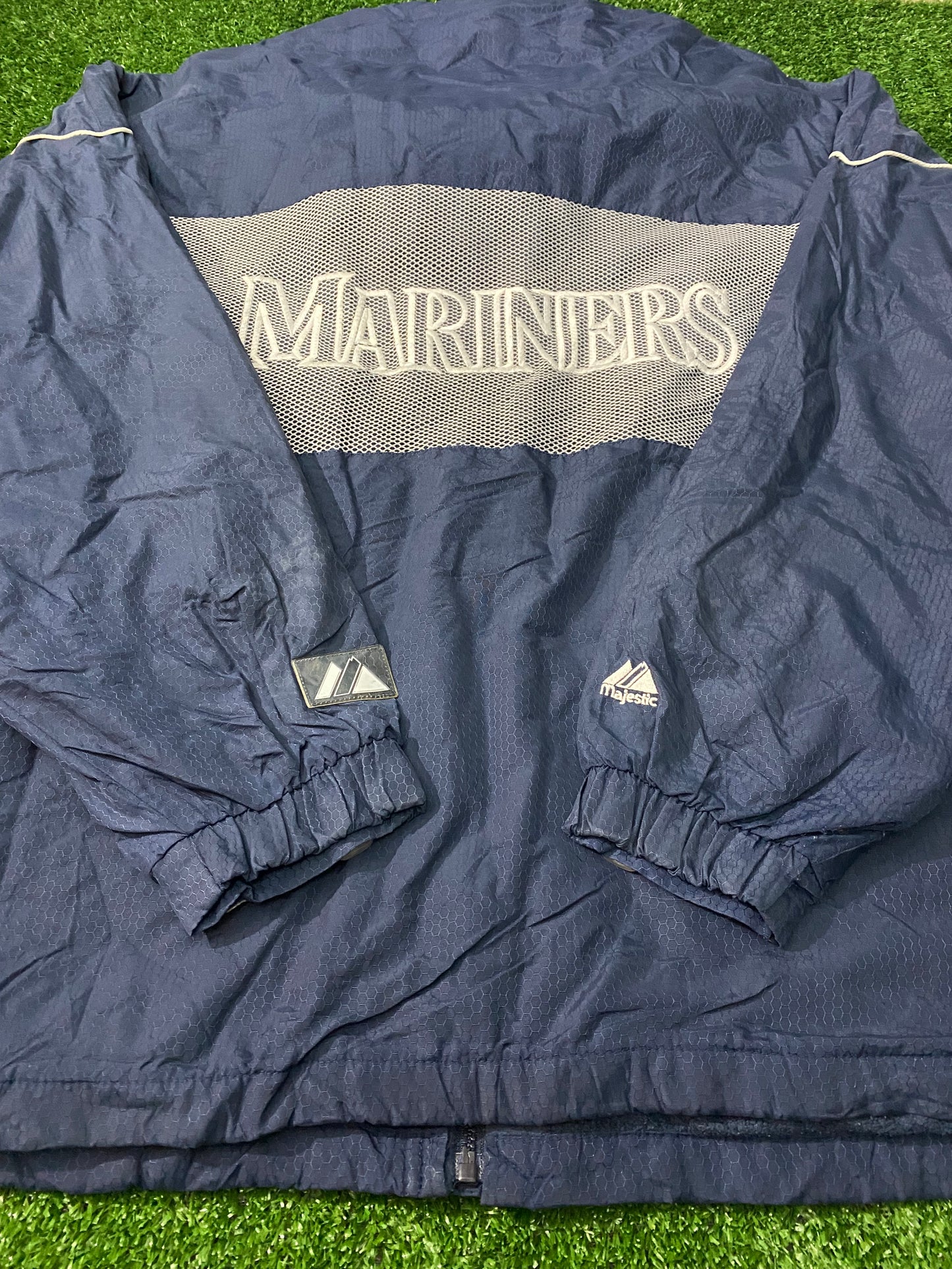 Seattle Mariners USA MLB Baseball Big XXL 2XL Mans Vintage Majestic Zip Up Jacket / Coat