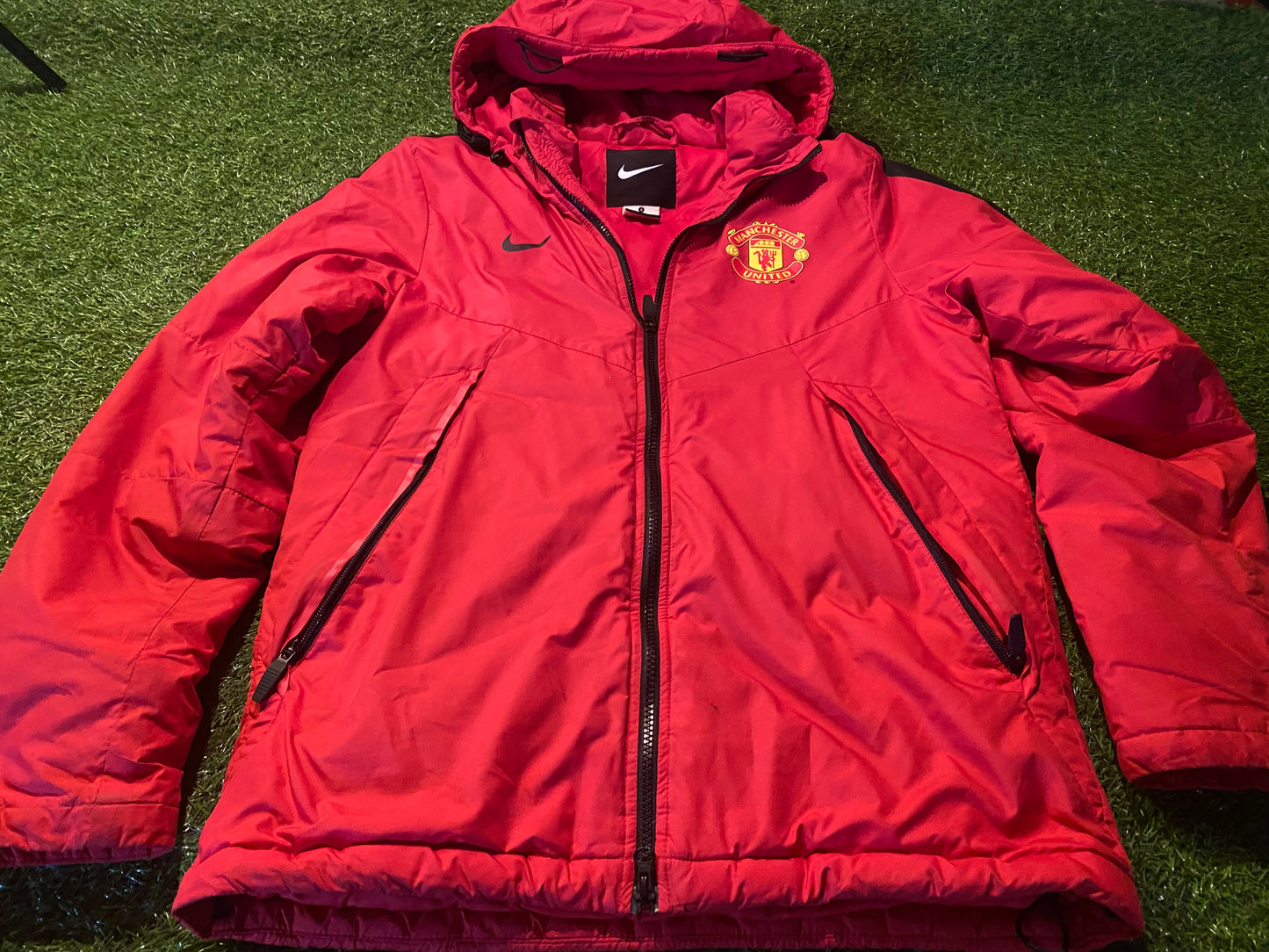 Manchester United Football Small Mans Nike Made Puffed Padded Hooded Zip Up Coat