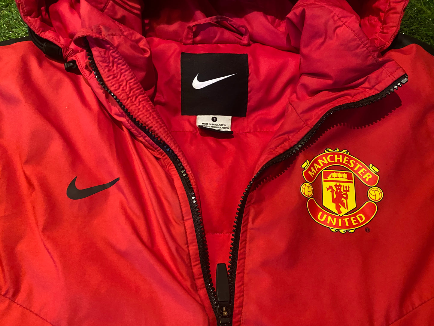 Manchester United Football Small Mans Nike Made Puffed Padded Hooded Zip Up Coat