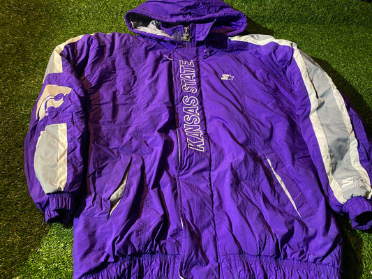 Kansas State USA NFL Type Vintage Starter Made XL Extra Large Mans Heavy Padded Long Jacket