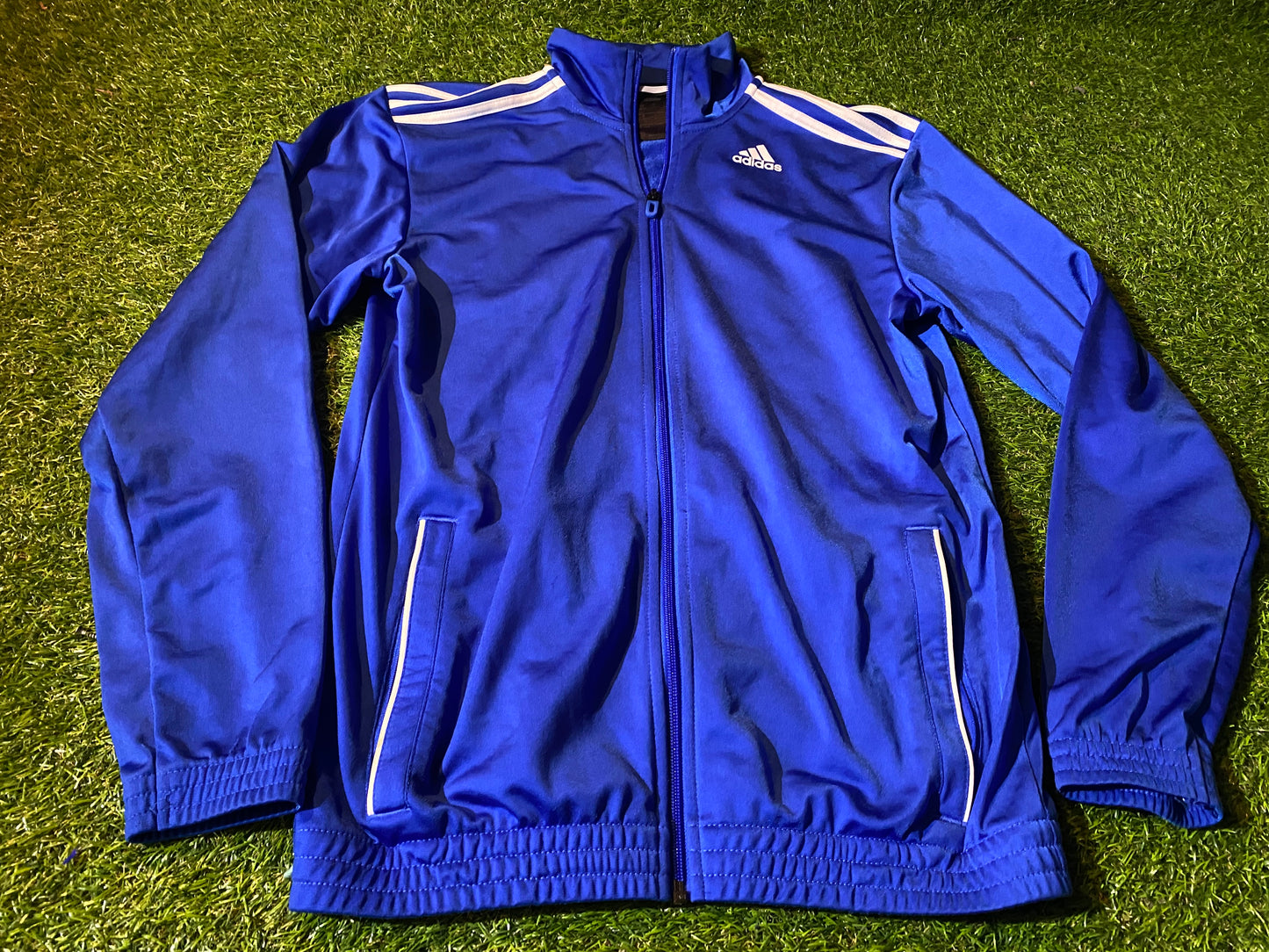 Adidas 3 Stripes Small Mans Single Layered Full Zip Up Tracksuit Style Jacket