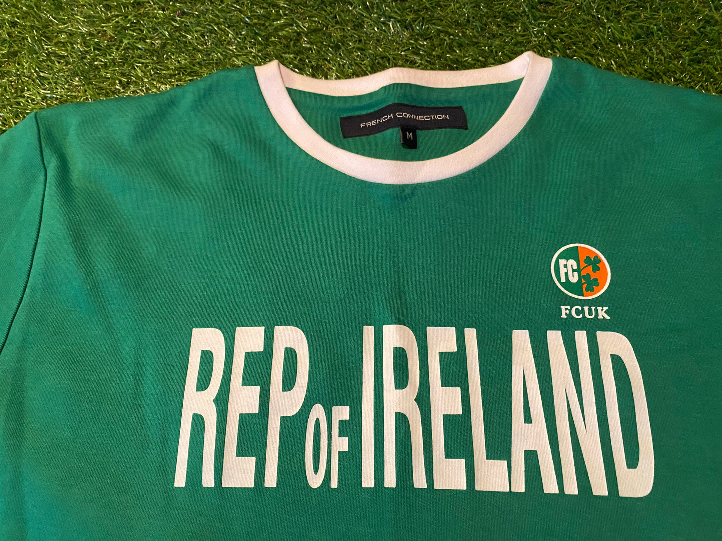Republic of Ireland Football Soccer Medium Mans Rare FCUK L/S Vintage Style Jersey