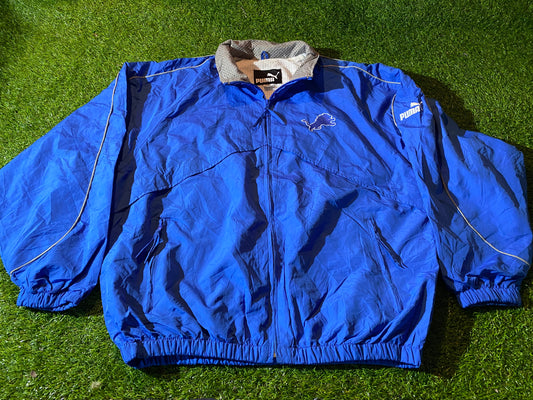 Detroit Lions USA NFL American Football Large Mans Rare Vintage Lined Puma Coat / Jacket