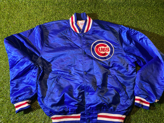 Chicago Cubs MLB USA Baseball Satin Official Collection XL Extra Large Mans 1980's Bomber Jacket