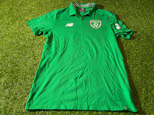 Republic of Ireland Football Soccer Medium Mans New Balance Made Polo Jersey