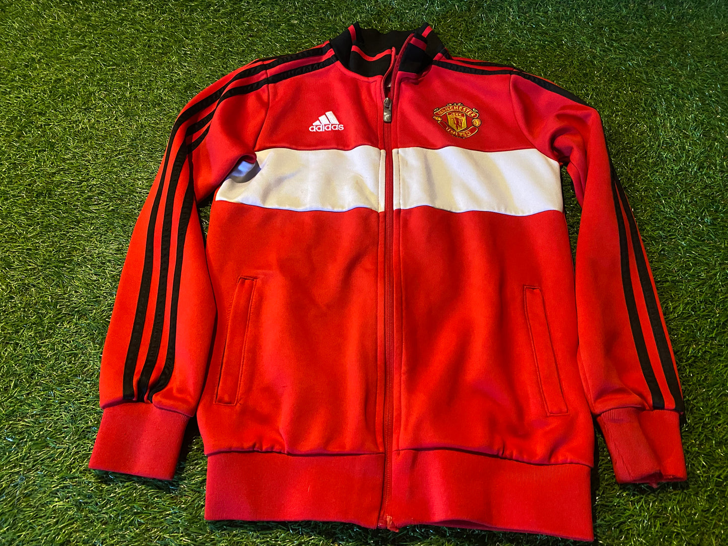 Manchester United England Football Soccer Small Boys 7-8 Year Old Adidas Zip Up Jacket